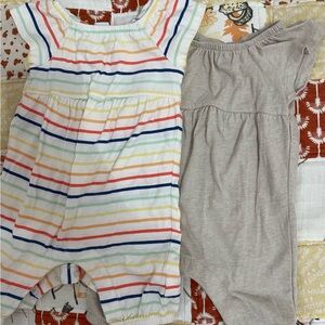 Baby Girl 2 Pack of Jumpers in Tan and Stripes